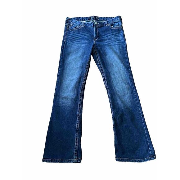 rue21 Jeans Women’s Size 13/14 Short Mid-rise Boot Cut Dark Wash Good Condition - Picture 1 of 8